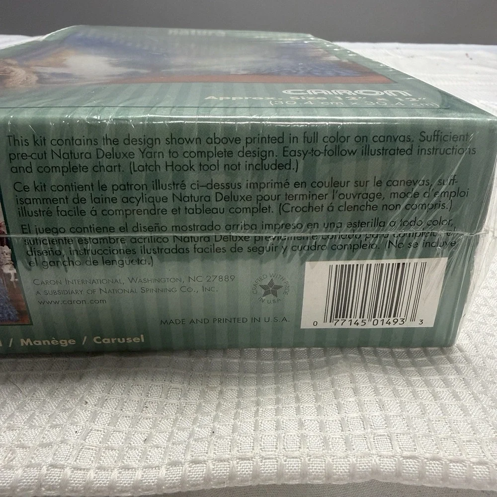 Vtg Sealed Carousel Unicorn Horse Latch Hook Kit Pillow Yarn Craft P462 Natura